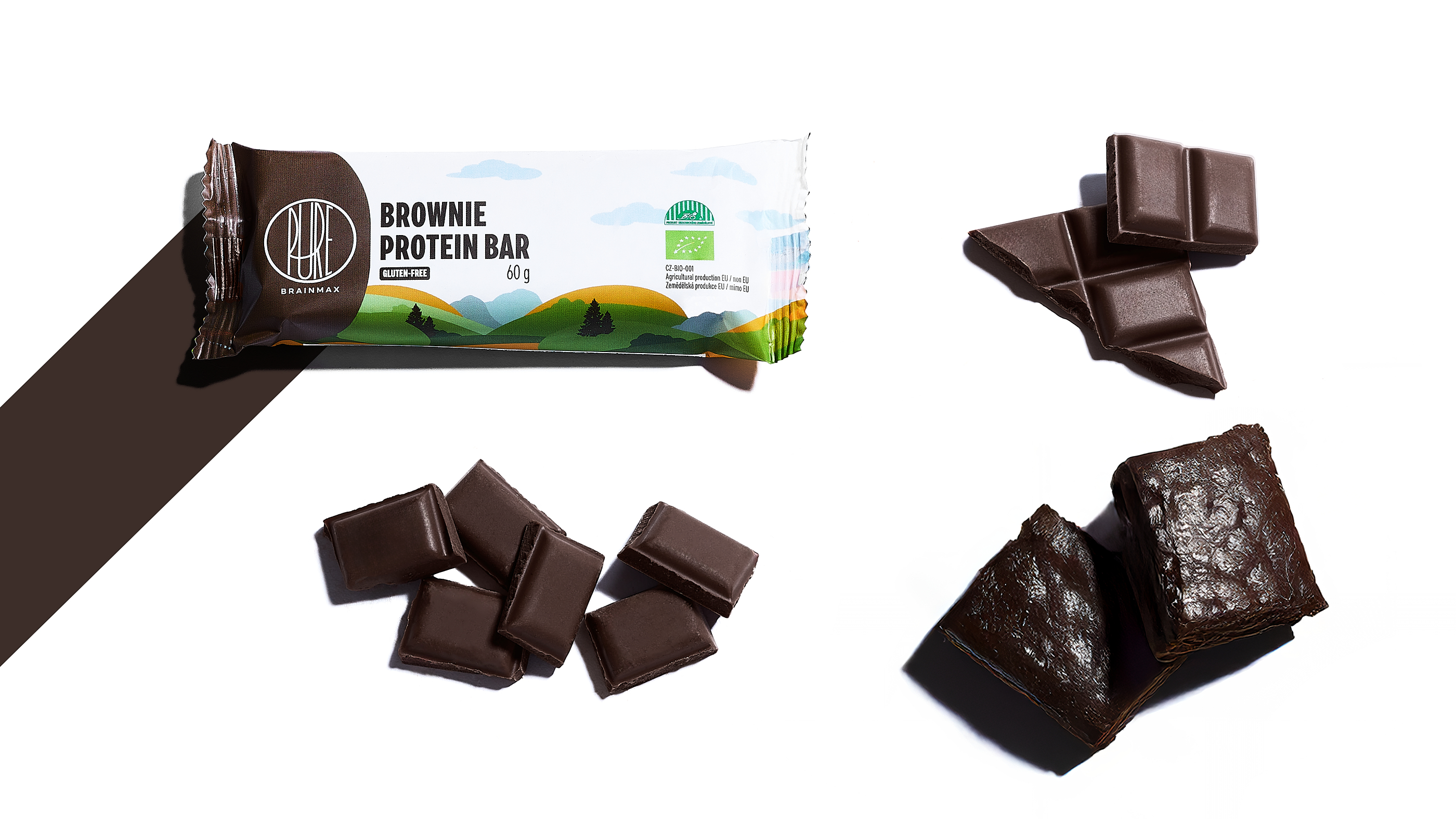 BrainMax Pure Proteinová tyčinka, Brownie, 60 g Obrázek