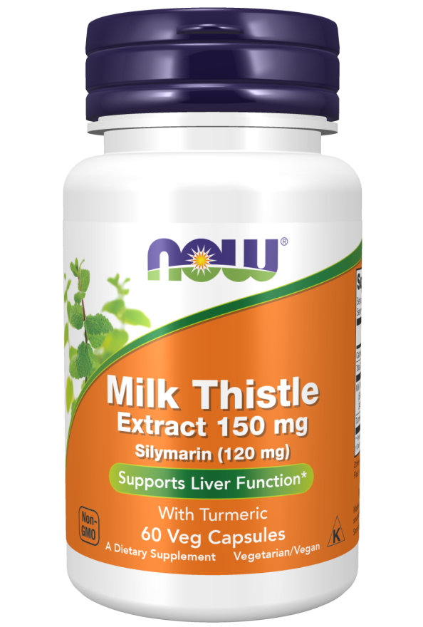 Levně Now® Foods NOW Milk Thistle Extract with Turmeric, Ostropestřec mariánský extrakt s kurkumou, 150 mg, 60 rostlinných kapslí
