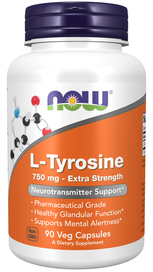 Now® Foods NOW L-Tyrosine, 750 mg, 90 rostlinných kapslí