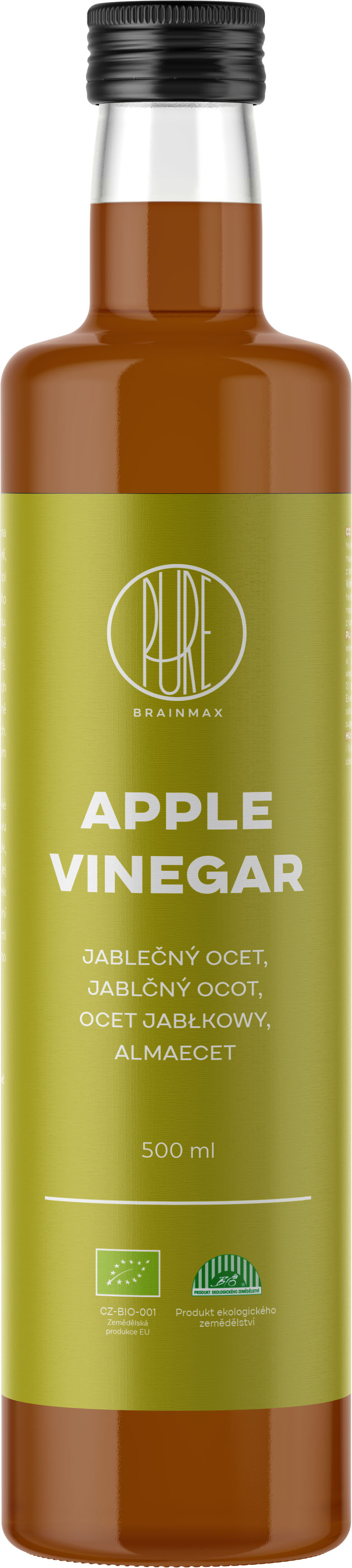 Levně BrainMax Pure Apple Vinegar, Jablečný ocet, BIO, 500 ml *CZ-BIO-001 certifikát