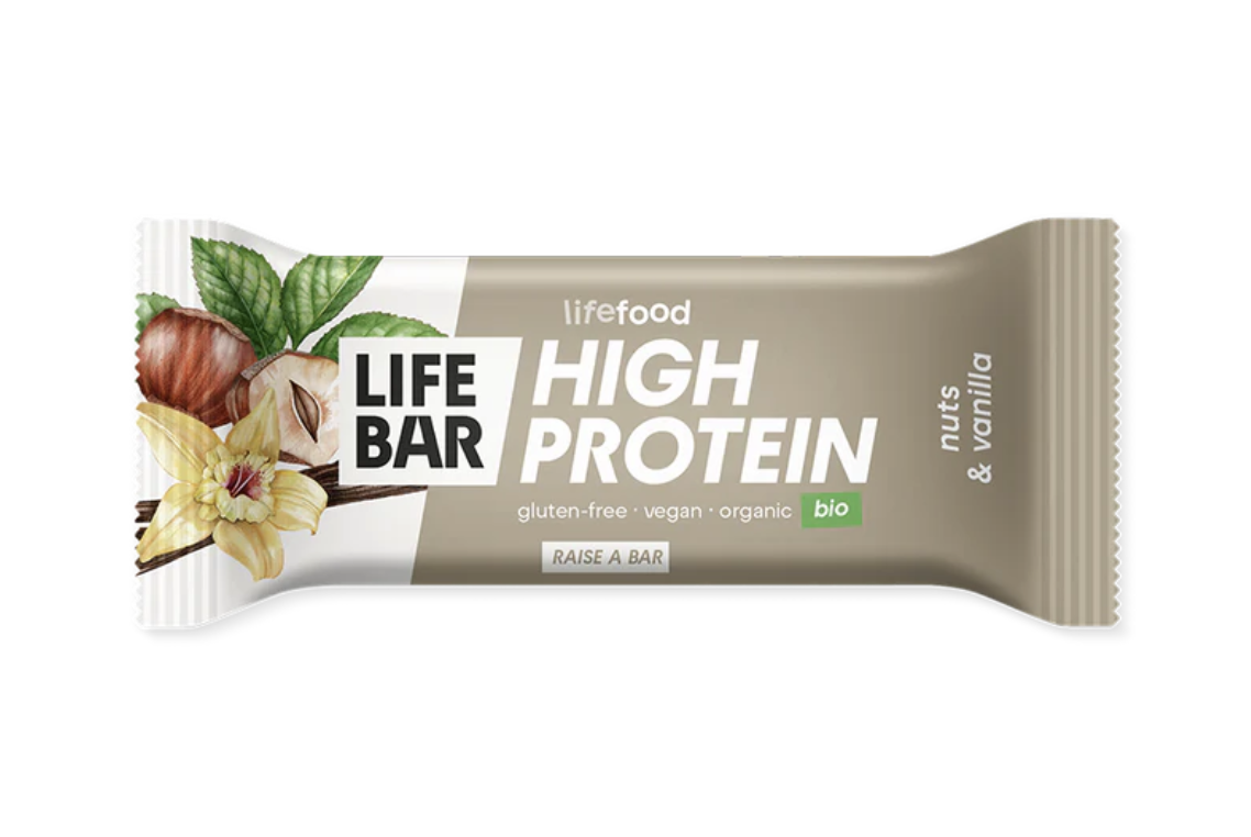 LifeFood - TyčinkaLifebar Protein tyčinka oříšková s vanilkou, BIO, 47 g *CZ-BIO-002