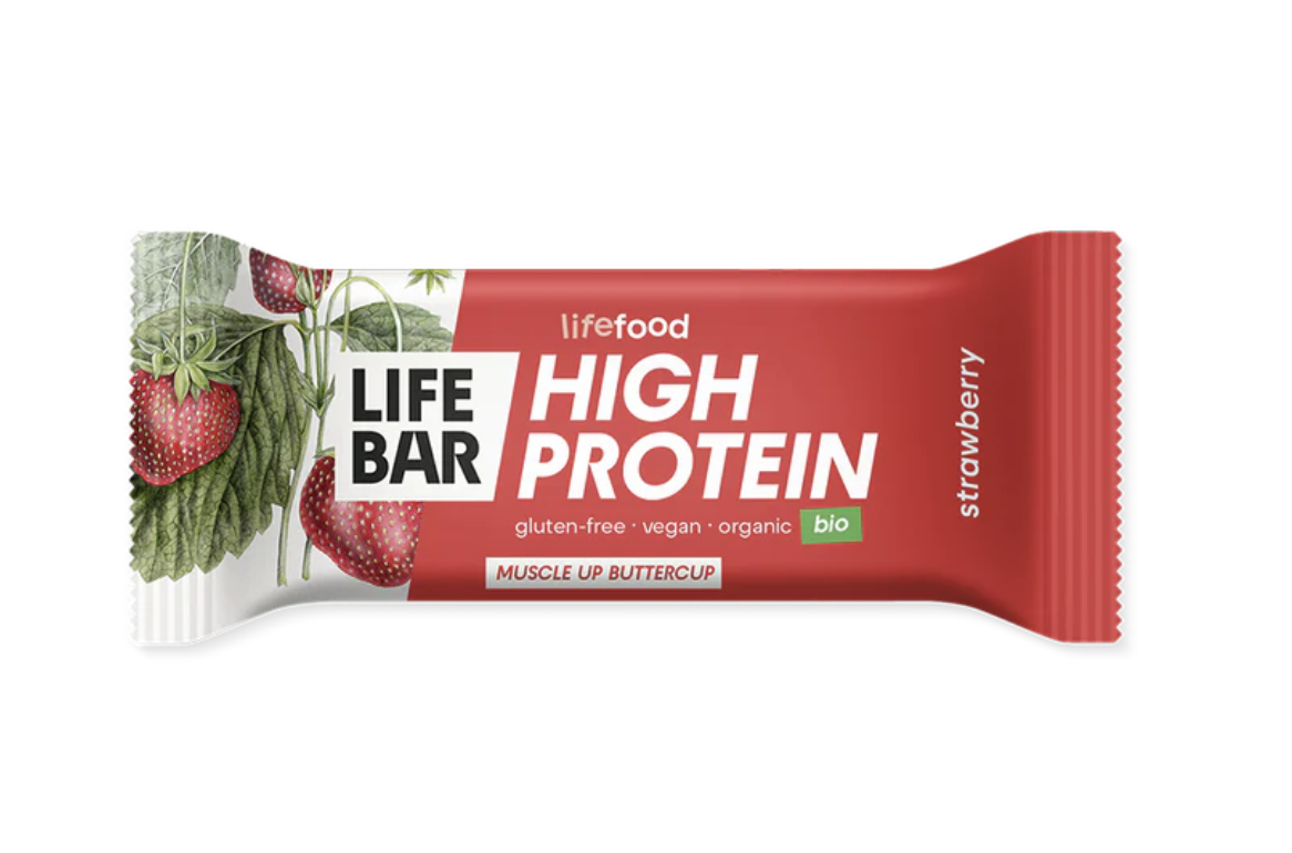 Lifefood Lifebar Protein Jahodová BIO RAW 47 g Obrázek