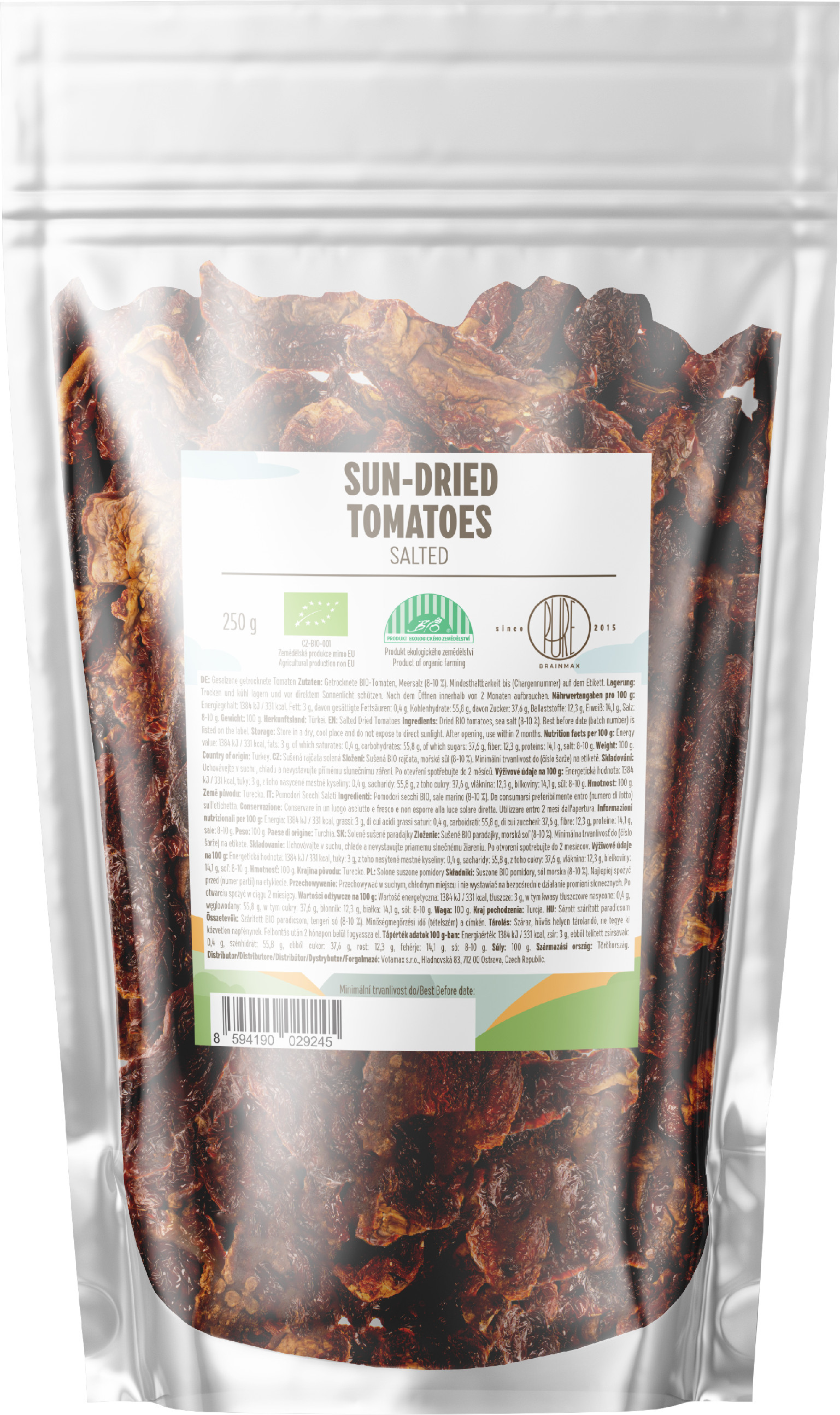 BrainMax Pure Sušená rajčata, solená, BIO, 250 g Obrázek