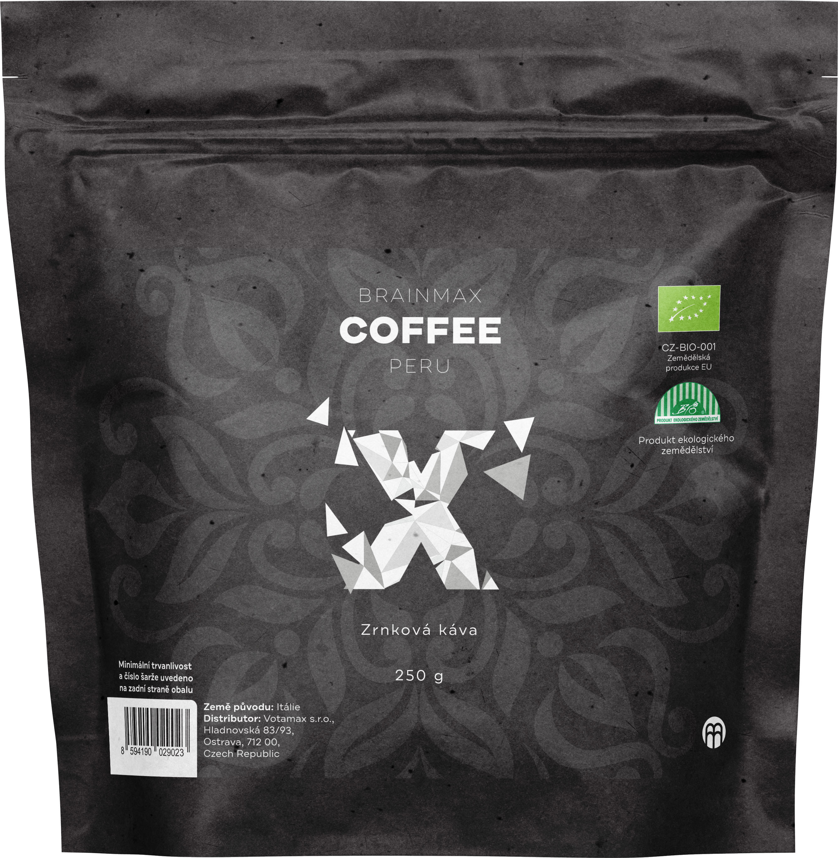 BrainMax Coffee Peru, zrnková káva, BIO, 250 g *CZ-BIO-001 certifikát