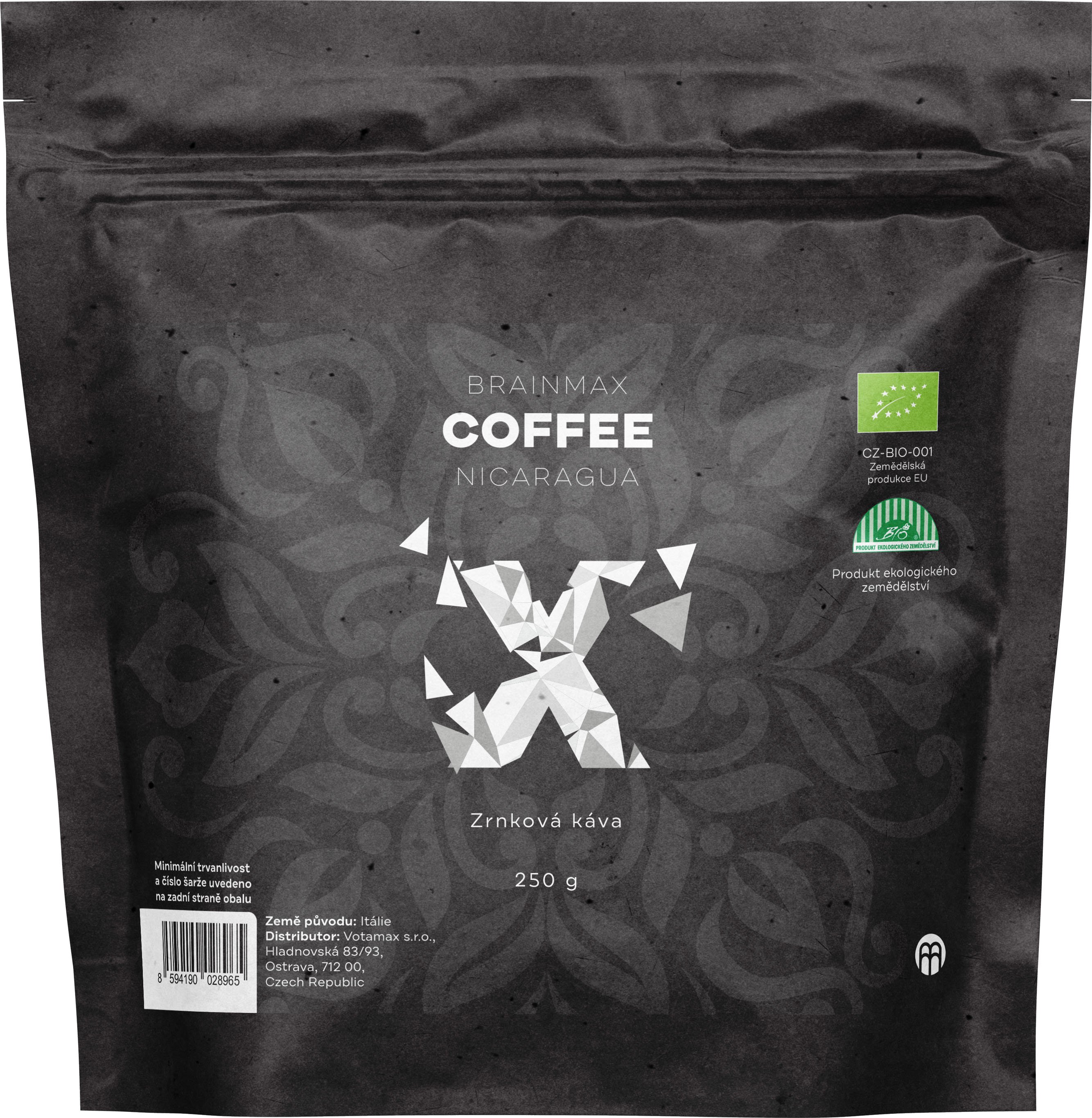Levně BrainMax Coffee Nicaragua, zrnková káva, BIO, 250 g *CZ-BIO-001 certifikát *CZ-BIO-001 certifikát