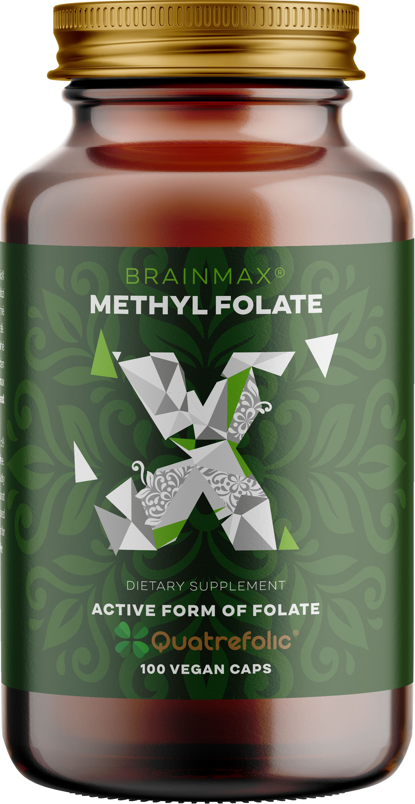 BrainMax Methyl Folate, Kyselina listová v aktivní formě, 400 mcg, 100 rostlinných kapslí Kyselina listová v aktivní formě methylfolát, doplněk stravy