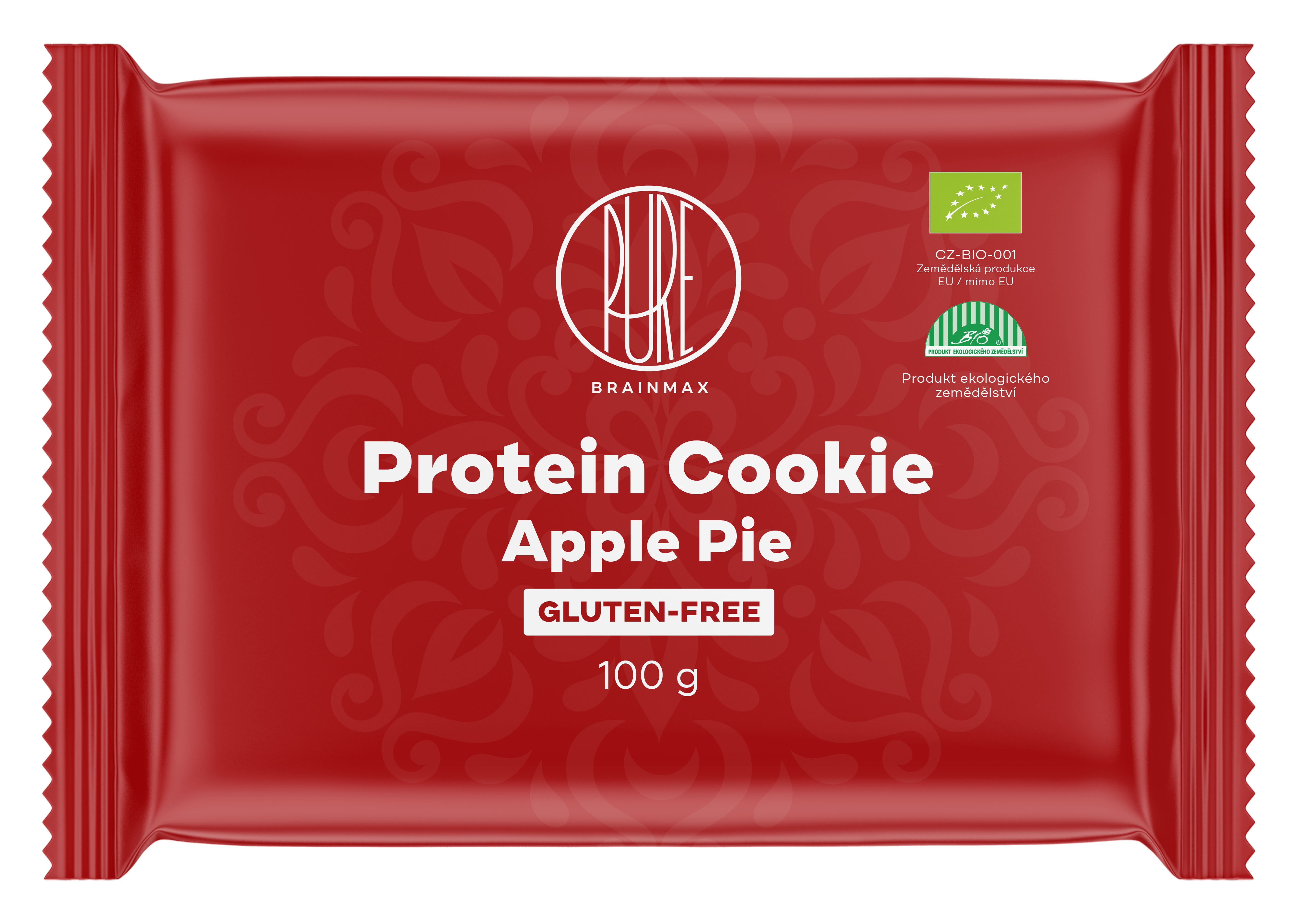 Levně BrainMax Pure Protein Cookie, Apple Pie, Jablečný koláč, BIO, 100 g Proteinová sušenka s jablky / *CZ-BIO-001 certifikát