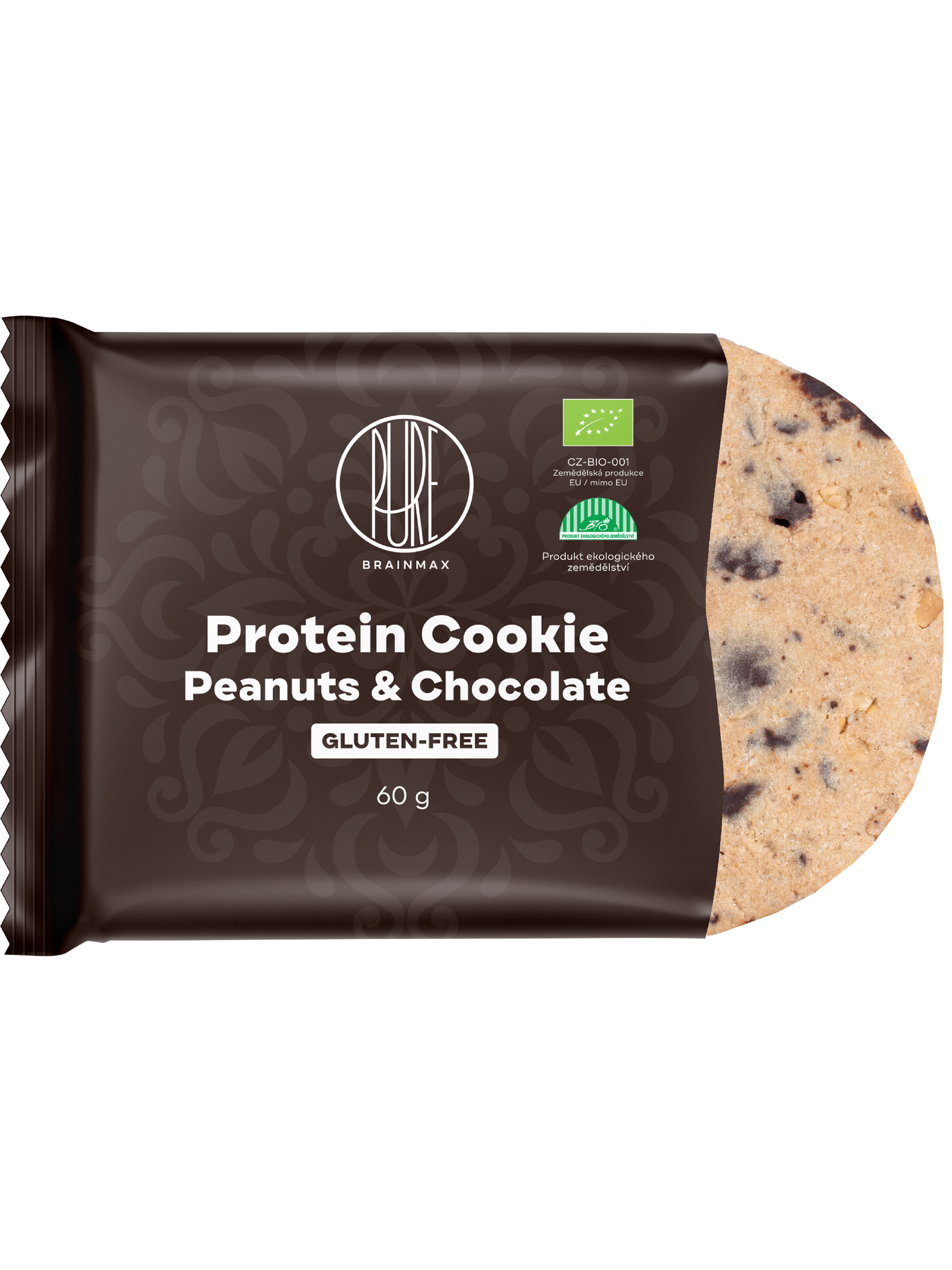 BrainMax Pure Protein Cookie, Arašídy & Čokoláda, BIO, 60 g Obrázek