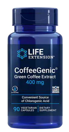 Life Extension CoffeeGenic®, extrakt ze zelené kávy, 400 mg, 90 rostlinných kapslí