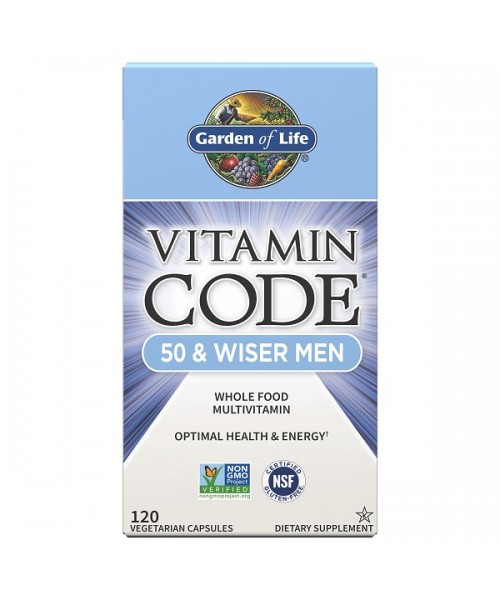 Levně Garden of life Vitamin Code Men 50, multivitamín pro muže po padesátce, 120 kapslí