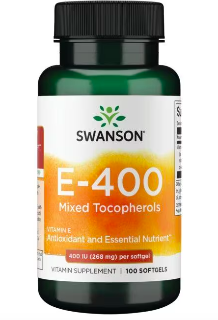 Swanson Vitamin E with mixed tocopherols, Vitamin E se směsí tokoferolů, 400 IU, 100 kapslí