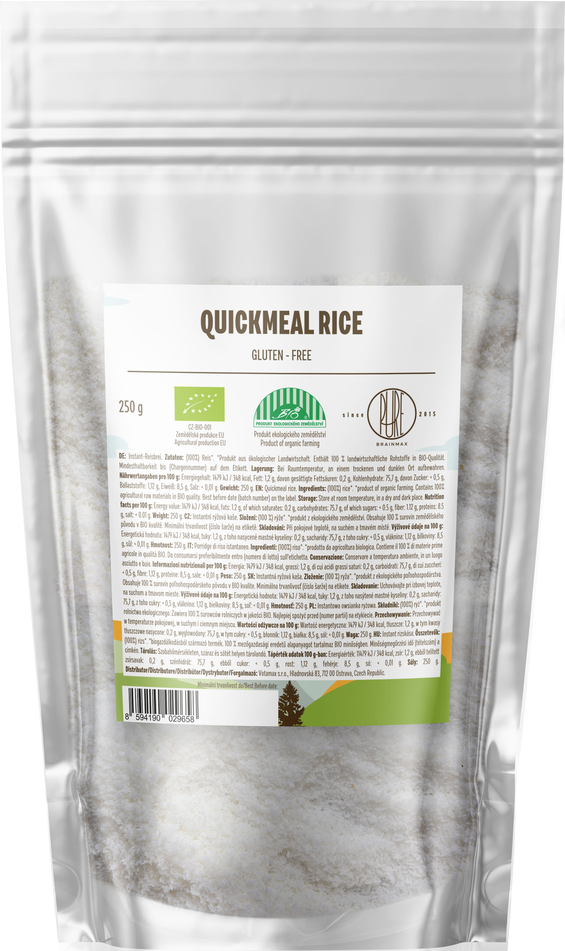 BrainMax Pure QuickMeal, Rýžová kaše, BIO, 250 g Obrázek