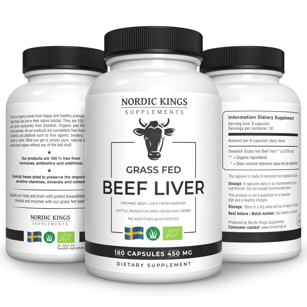 Nordic Kings - Hovězí játra v BIO Grass-fed kvalitě, 180 kapslí