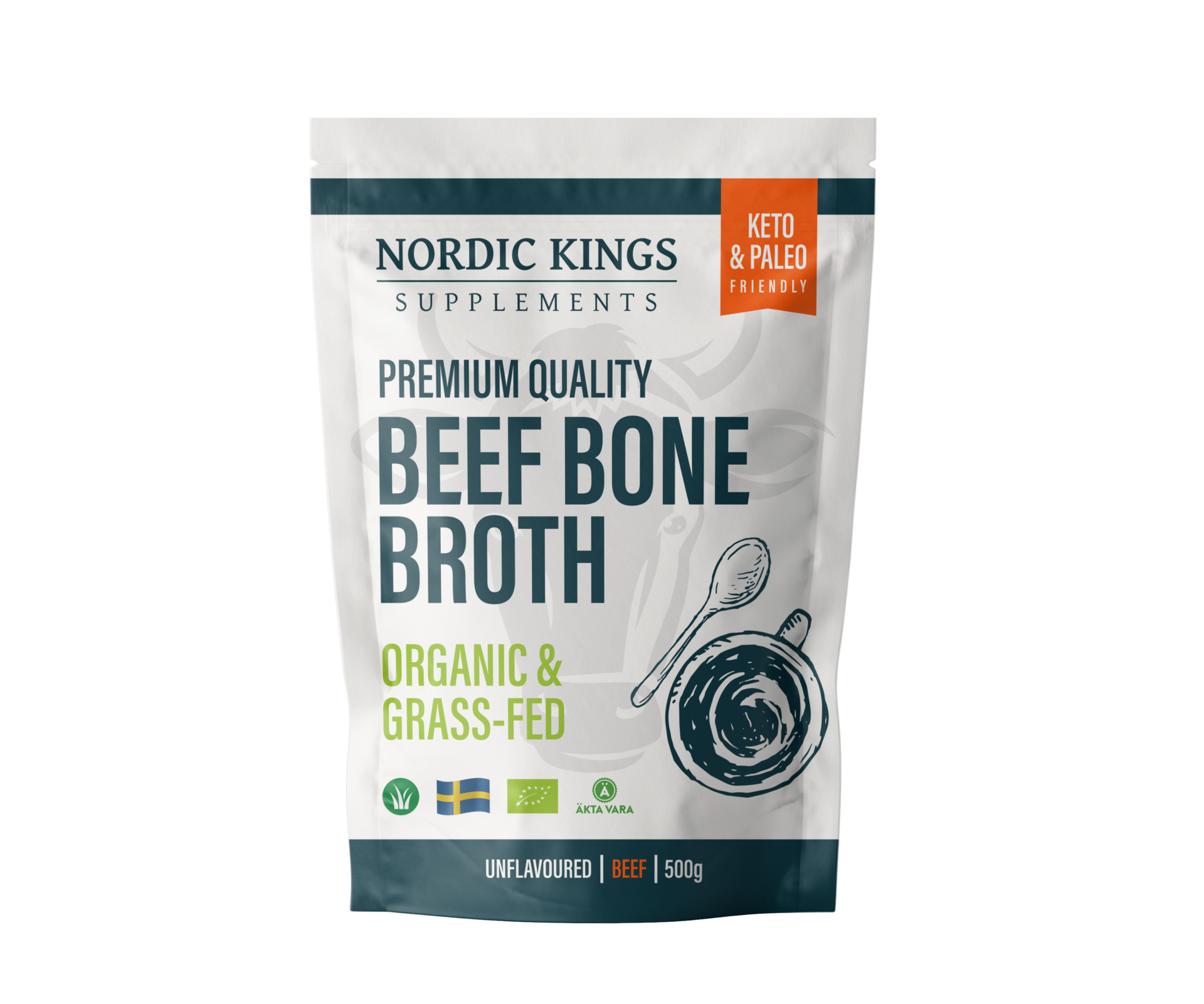 Nordic Kings - Prémiový hovězí vývar z kostí v prášku v BIO Grass-fed kvalitě, 500 g