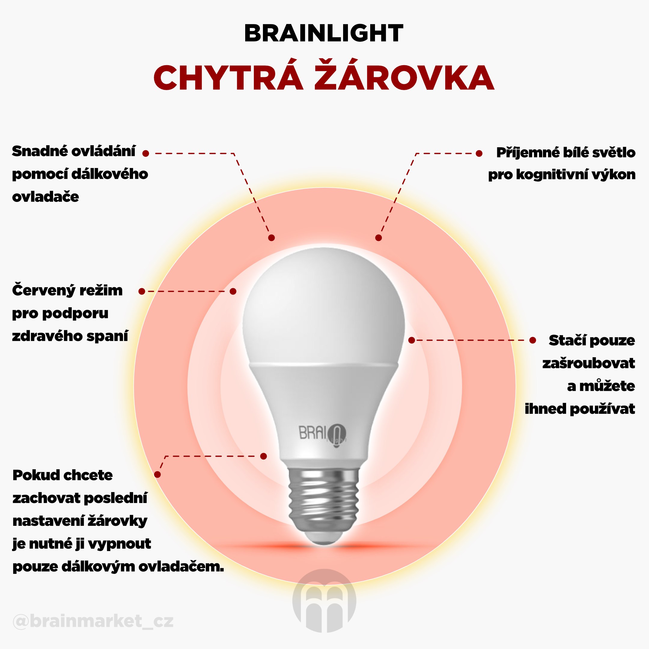 Chytrá žárovka BrainLight LED, závit E27, 8,5W, s ovladačem, stmívatelná Obrázek