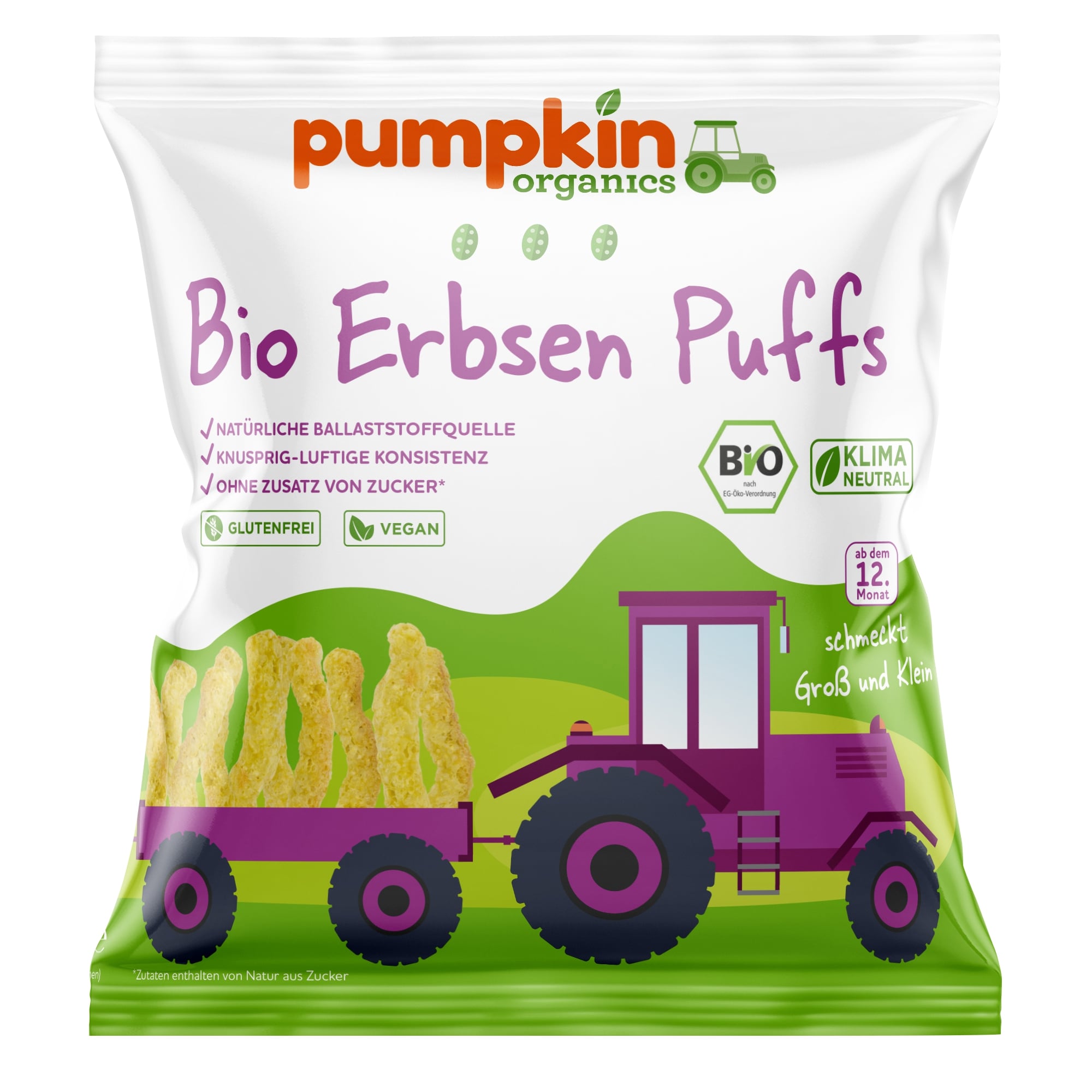 Levně Pumpkin Organics - Hrachové křupky BIO, 20 g *CZ-BIO-001 certifikát