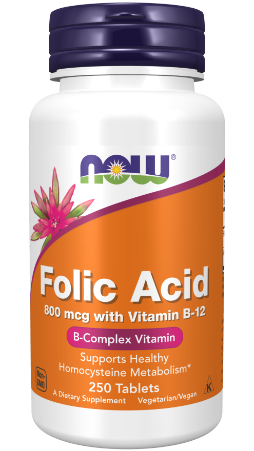 Levně Now® Foods NOW Folic Acid (kyselina listová), 800 mcg, 250 tablet