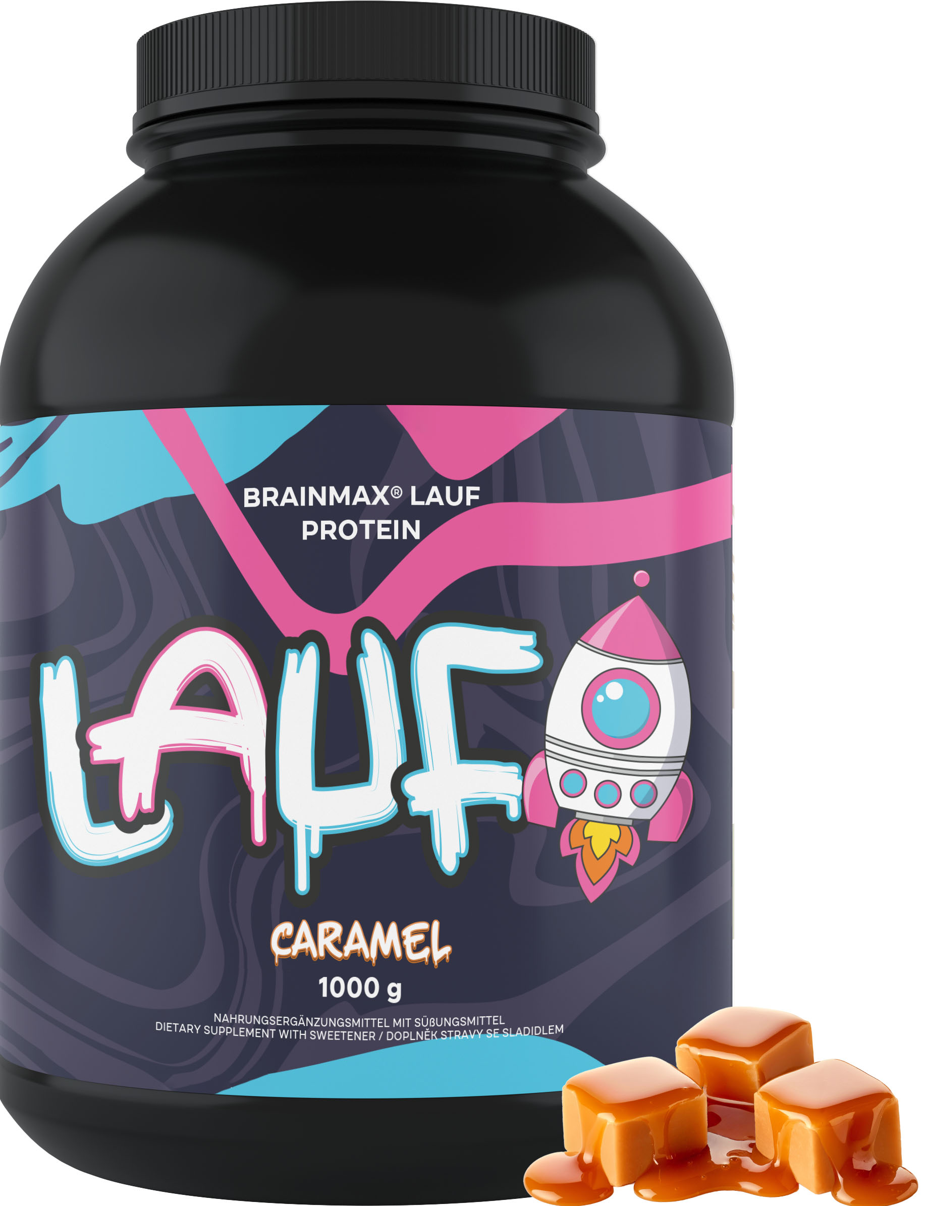 BrainMax LAUF Protein, nativní syrovátkový protein, 1000 g Příchuť: Karamel Nativní syrovátkový protein, doplněk stravy
