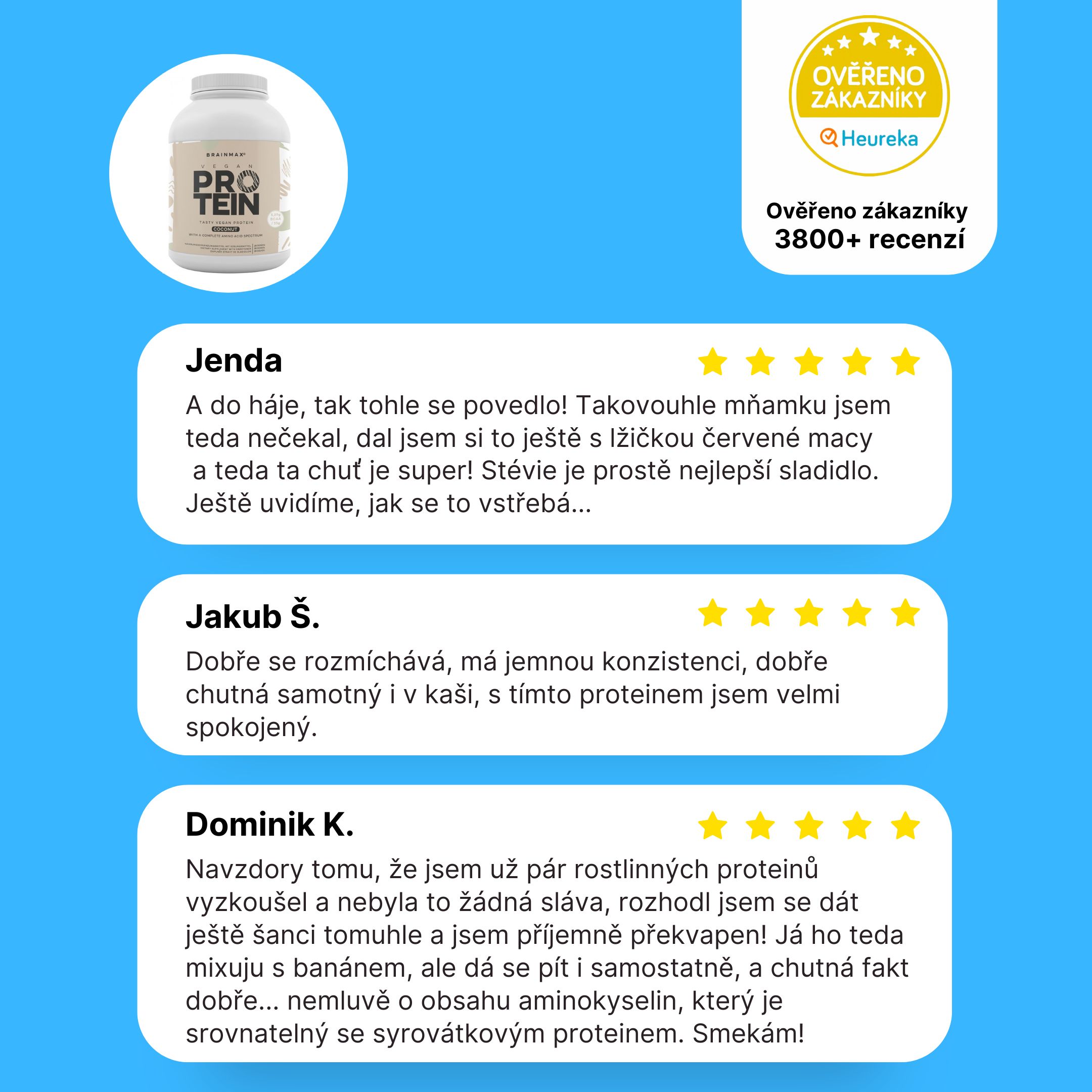 BrainMax Vegan protein, Kokos, 1000 g Obrázek