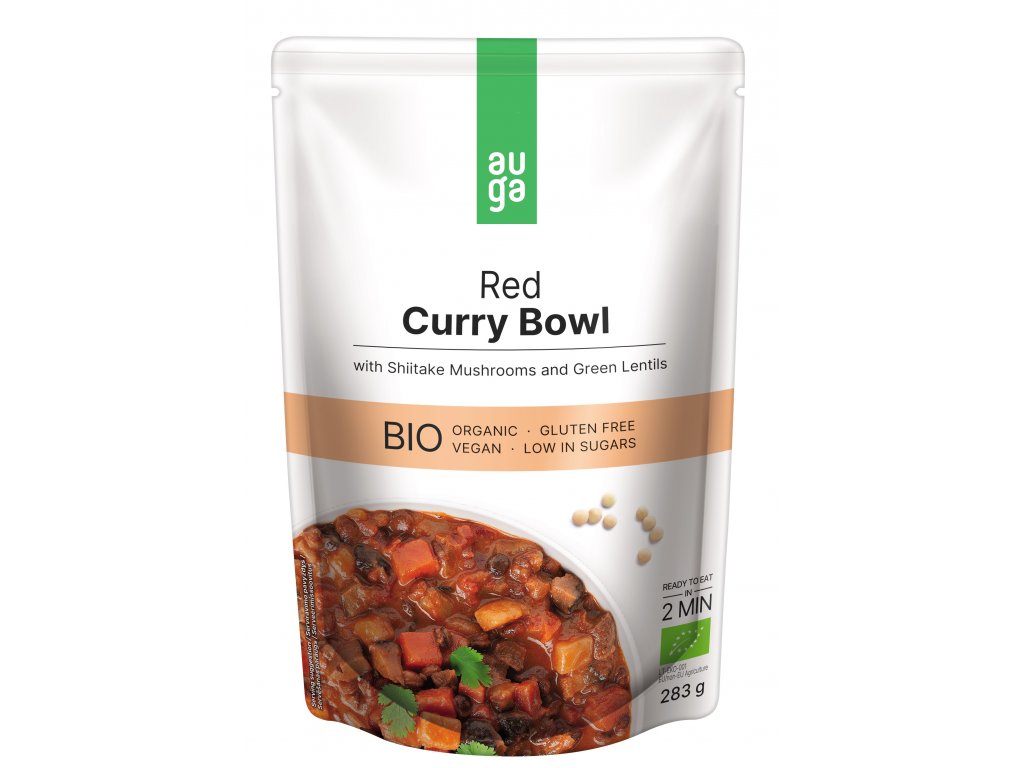 Levně AUGA - Bio Red Curry Bowl s červeným kari kořením, houbami shiitake a čočkou, 283g *CZ-BIO-001 certifikát