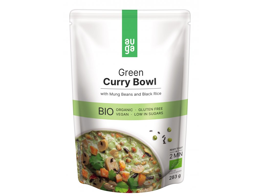 AUGA Bio Green Curry Bowl se zeleným kari kořením, fazolemi mungo a černou rýží, 283g *CZ-BIO-001 certifikát