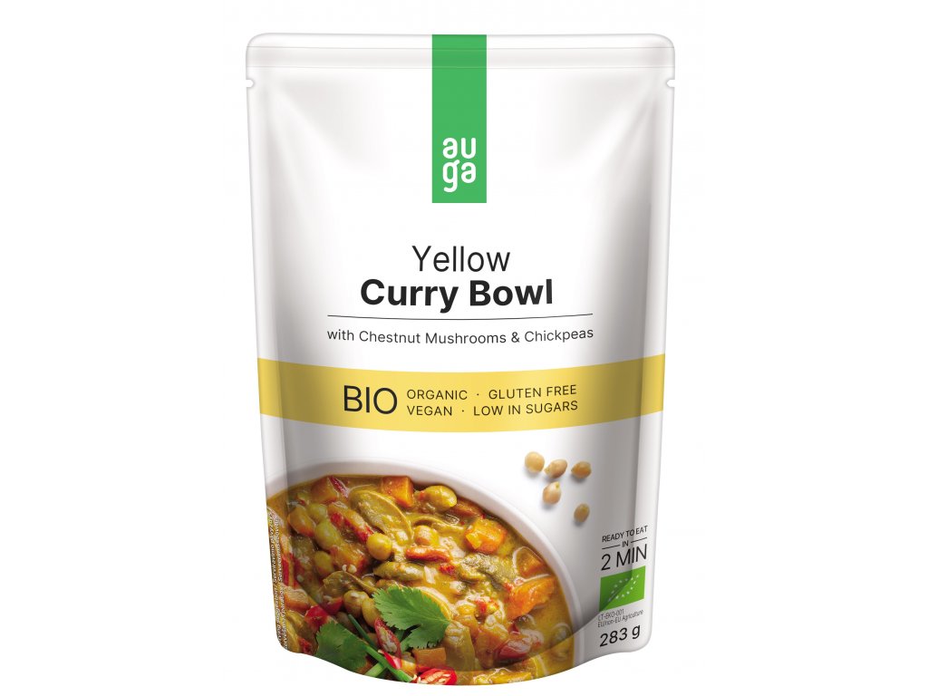 AUGA Bio Yellow Curry Bowl se žlutým kari kořením, houbami a cizrnou, 283g *CZ-BIO-001 certifikát