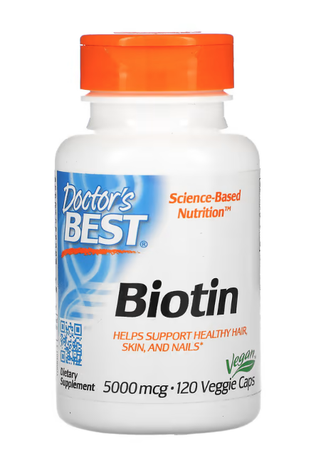 Levně Doctor's Best Biotin, 5000 mcg, 120 rostlinných kapslí