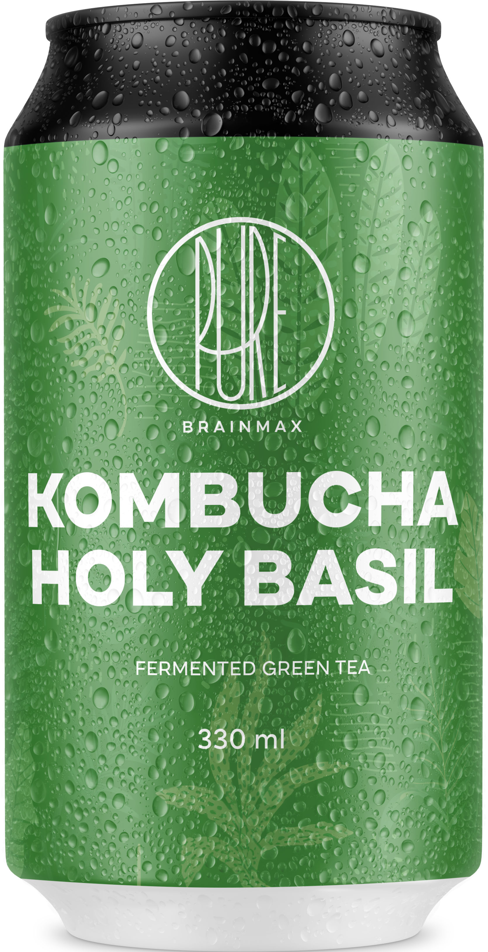 BrainMax Pure Kombucha Holy Basil, Kombucha, bazalka, 330 ml Fermentovaný nápoj ze zeleného čaje