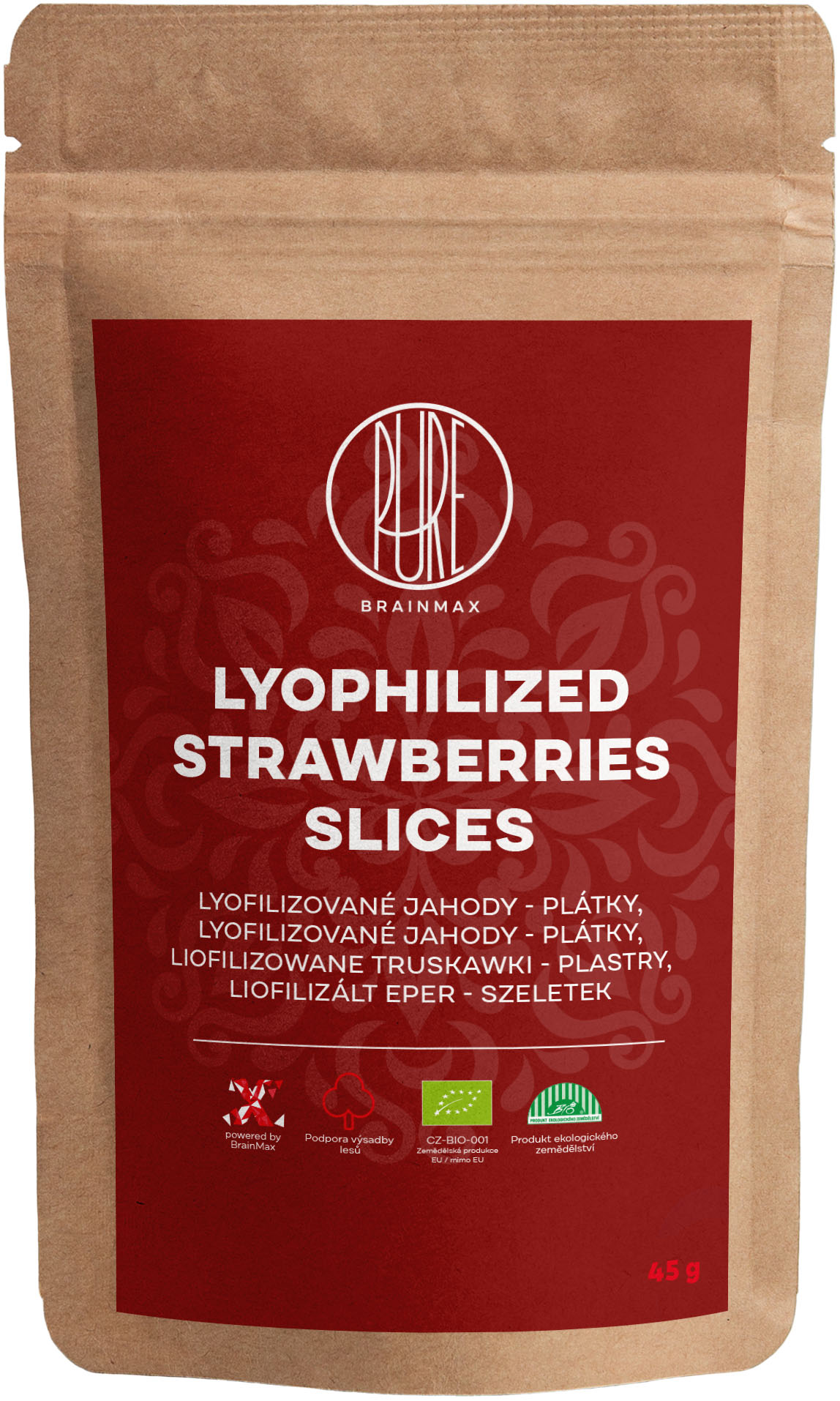 BrainMax Pure Lyofilizované jahody, plátky, BIO, 45 g Obrázek