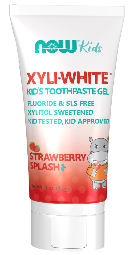 Levně Now® Foods NOW XyliWhite Strawberry Splash, dětský zubní gel, jahoda, 85 g