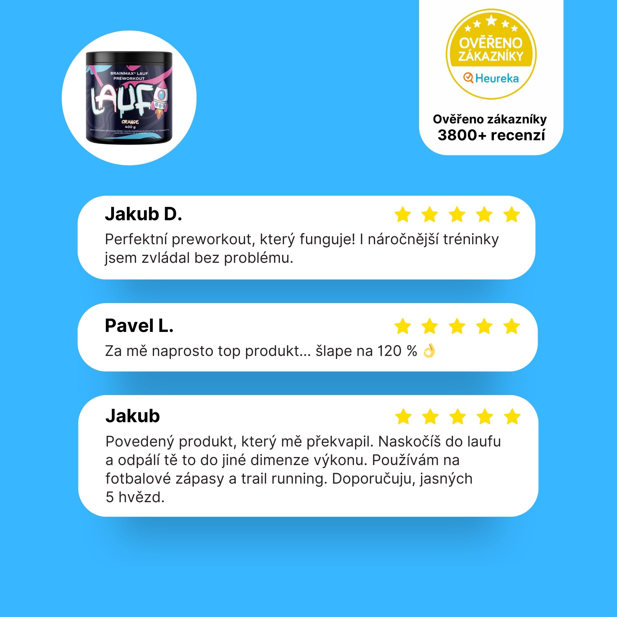 BrainMax LAUF Preworkout, s kofeinem, 400 g Příchuť: Malina Obrázek