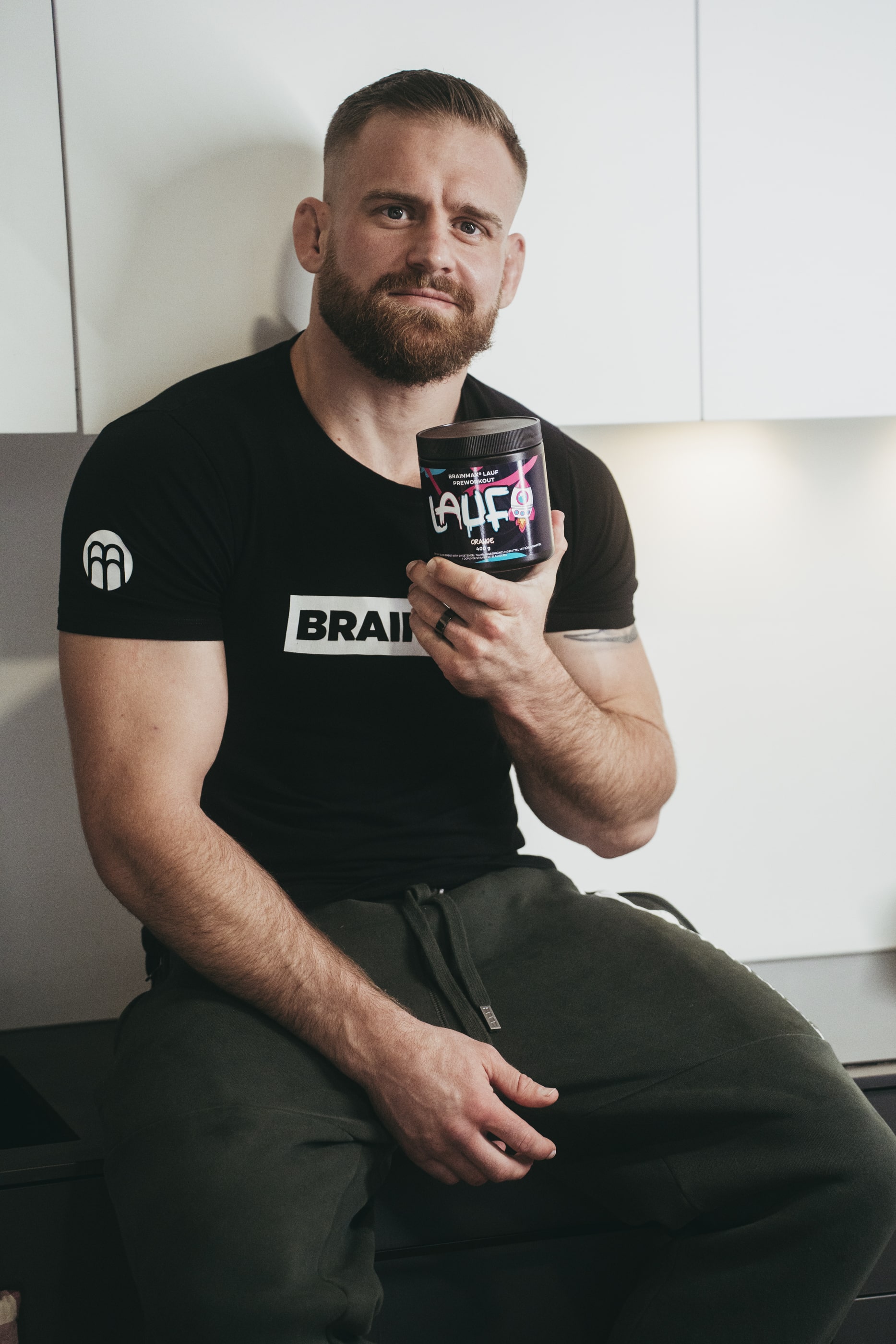 BrainMax LAUF Preworkout, s kofeinem, 400 g Příchuť: Malina Obrázek