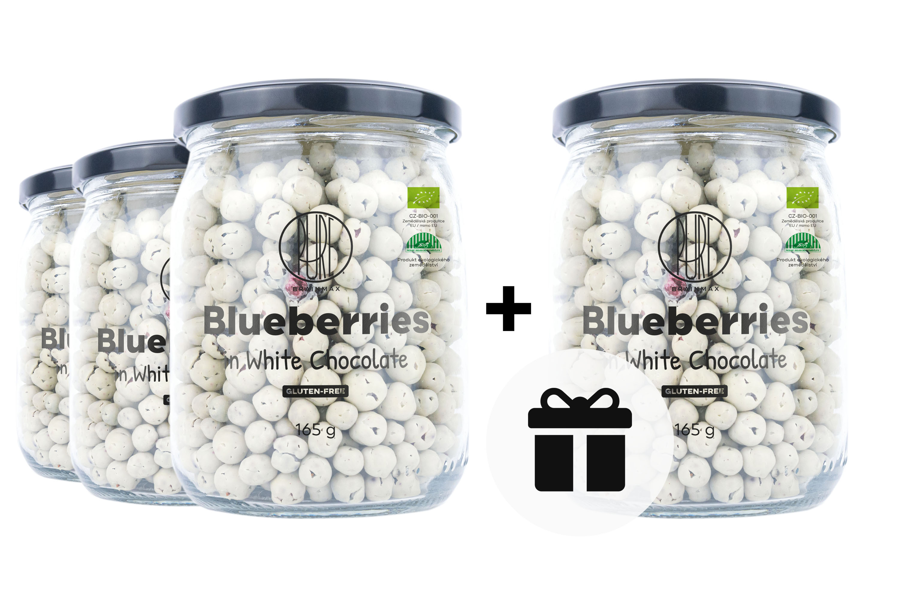 Levně 3+1 ZDARMA: BrainMax Pure® Borůvky v bílé čokoládě, BIO, 165 g *CZ-BIO-001 certifikát