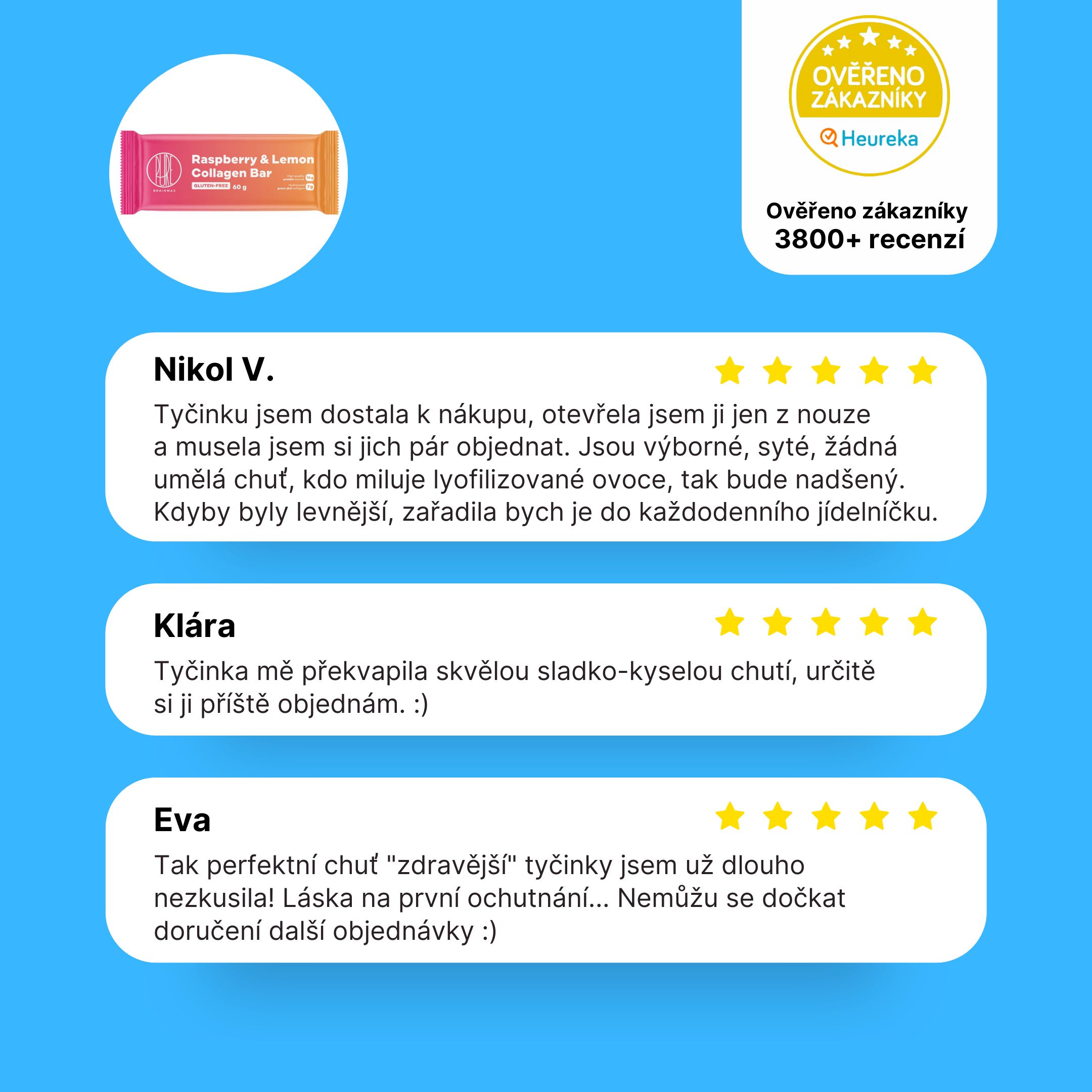 BrainMax Pure Collagen Bar, Raspberry & Lemon, kolagenová tyčinka malina & citron, 60 g Obrázek