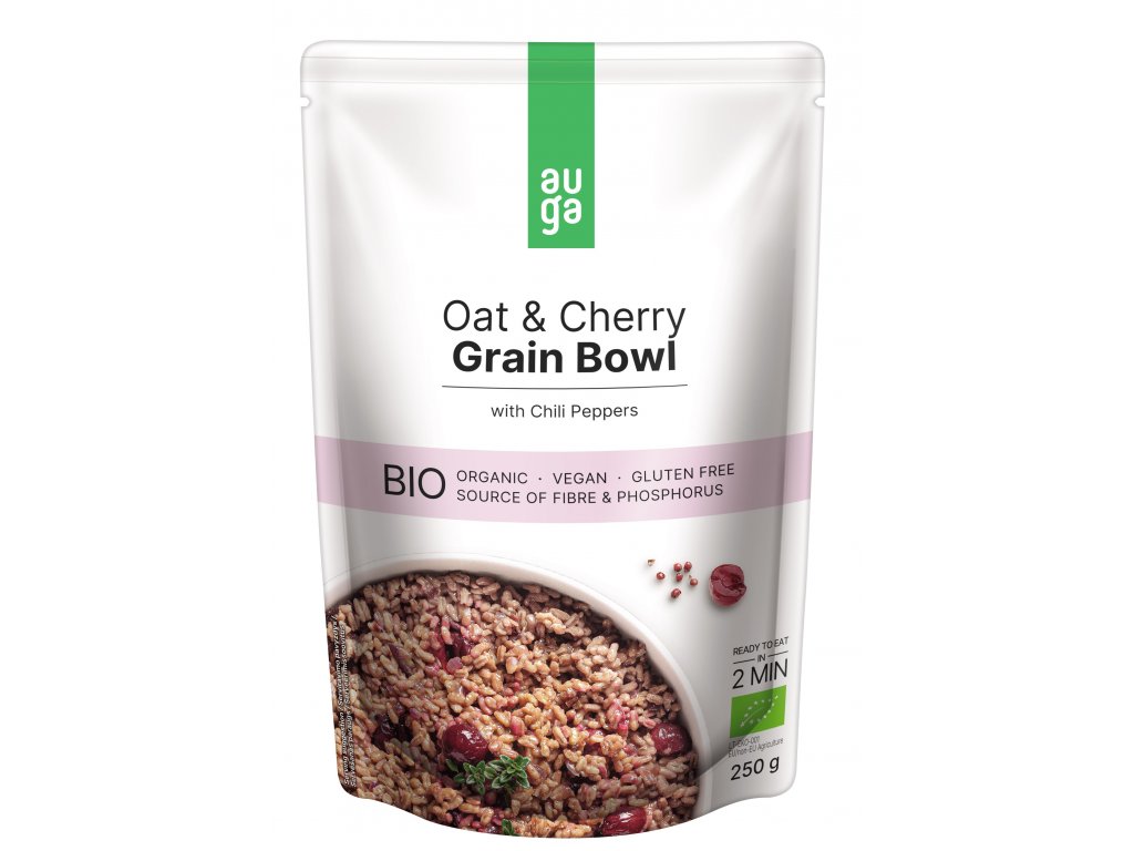 Auga Grain bowl – z bezlepkových ovesných vloček a třešní s chilli papričkami BIO 250 g Obrázek