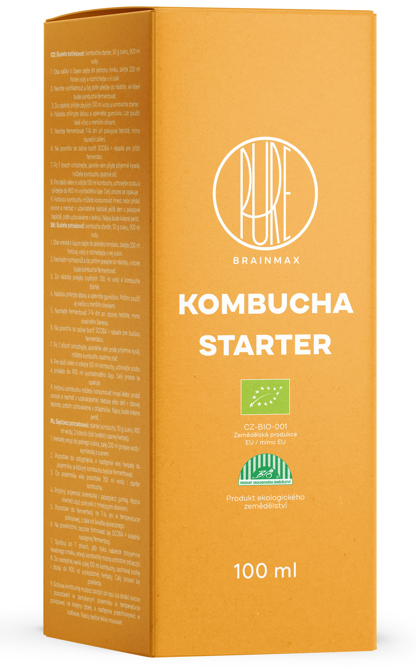 BrainMax Pure BrainMax Kombucha starter, BIO, 100 ml Živá kultura pro přípravu kombuchy, balení obsahuje 1 dávku // * CZ-BIO-001 certifikát