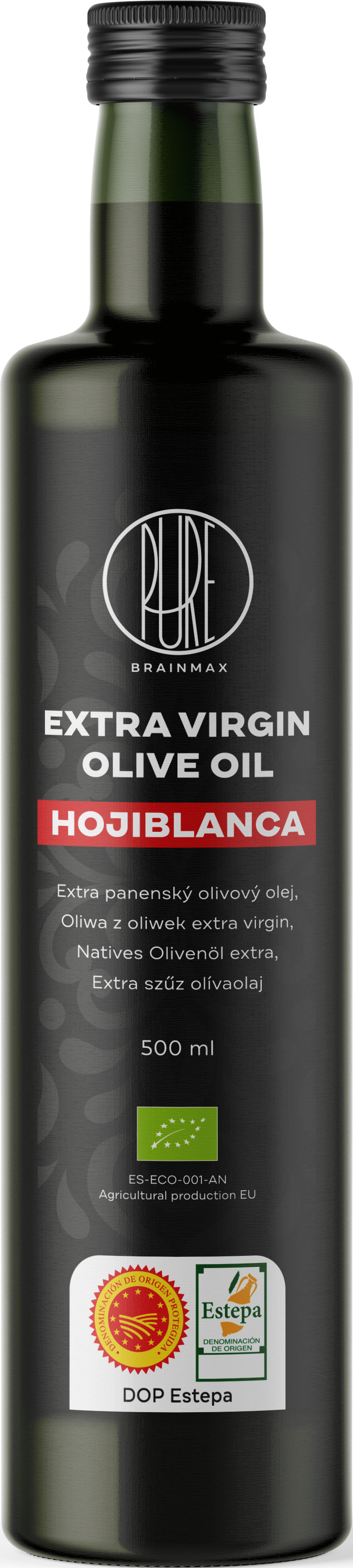 BrainMax Pure Extra panenský olivový olej Hojiblanca, BIO, 500 ml Španělský extra panenský olivový olej // * ES-ECO-001-AN certifikát
