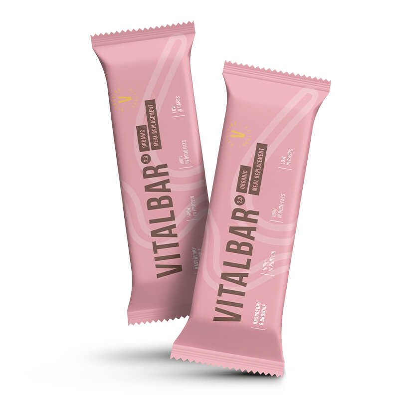 VitalVibe Proteinová Tyčinka Vitalbar™ 2.0 BIO Raspberry & Brownie, 70 g Protein Bar Brownie Protein Bar Brownie