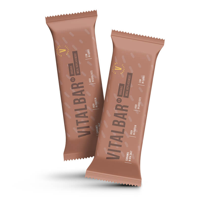 VitalVibe Proteinová Tyčinka Vitalbar™ 2.0 BIO Caramel & Sea Salt, 70 g Protein Bar Brownie