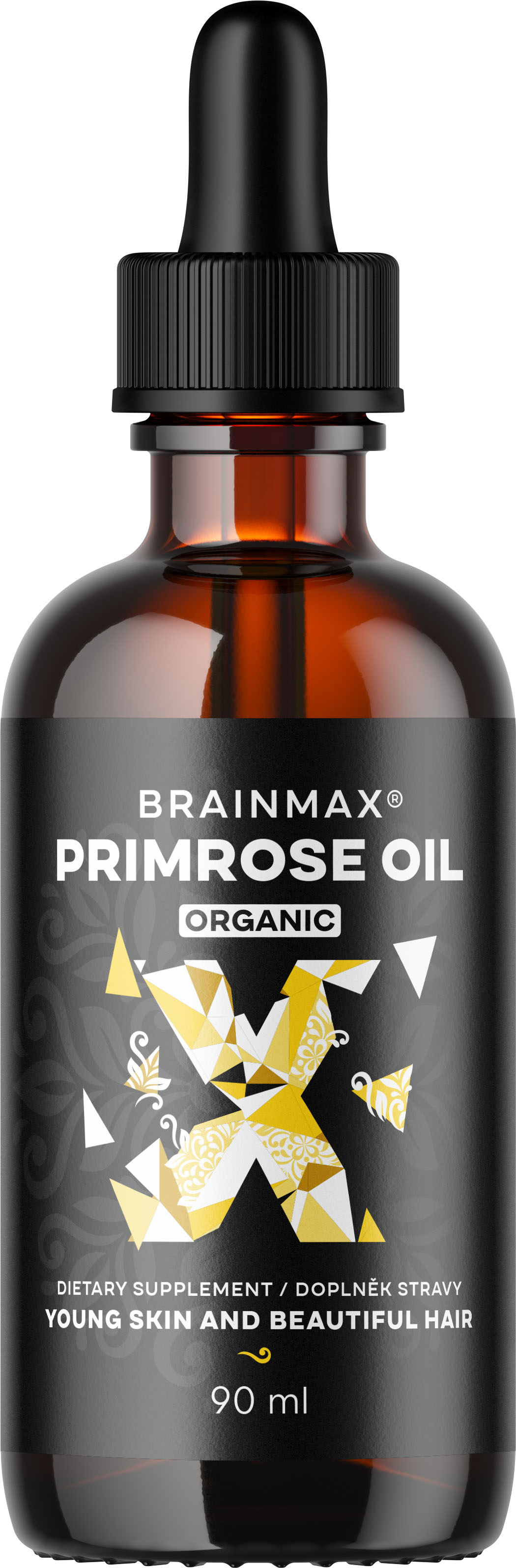 Levně BrainMax Primrose oil BIO, pupálkový olej, 90 ml CZ-BIO-001 certifikát / BIO olej ze semen pupálky dvouleté pro pleť a hormonální rovnováhu