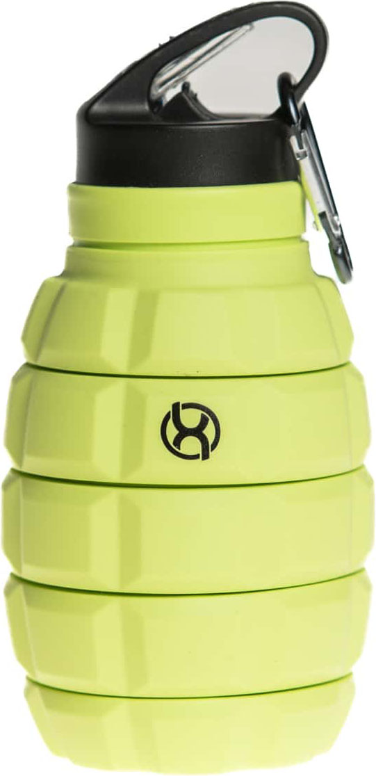 BrainMax Grenade bottle, skládací silikonová lahev na vodu, 580 ml Barva: Zářivě zelená