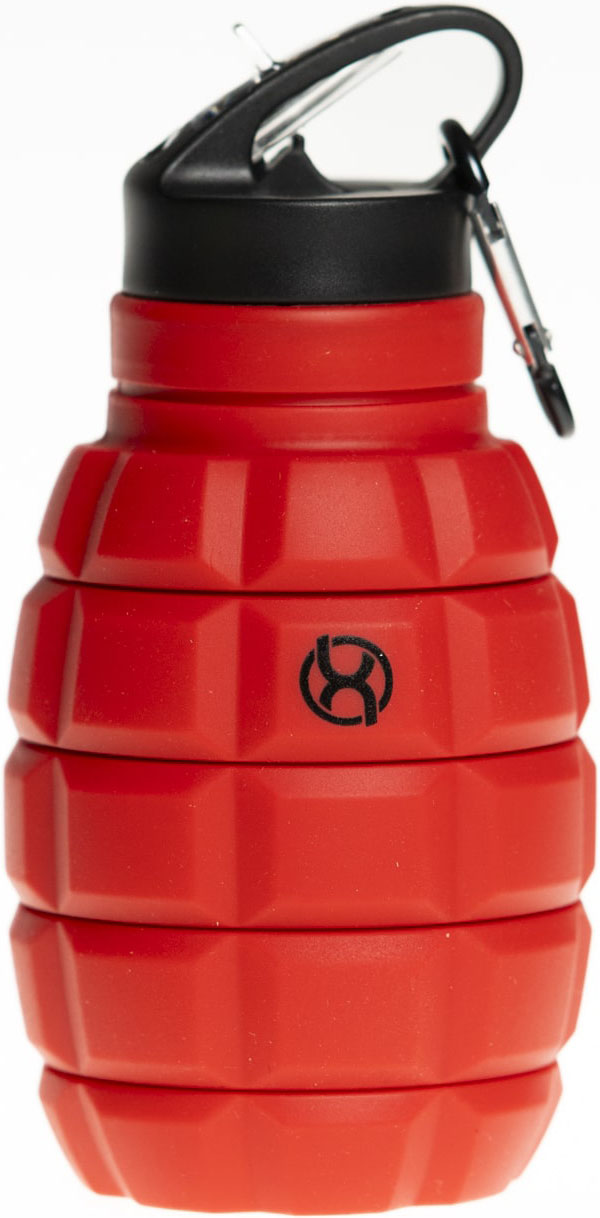 BrainMax Grenade bottle, skládací silikonová lahev na vodu, 580 ml Barva: Červená