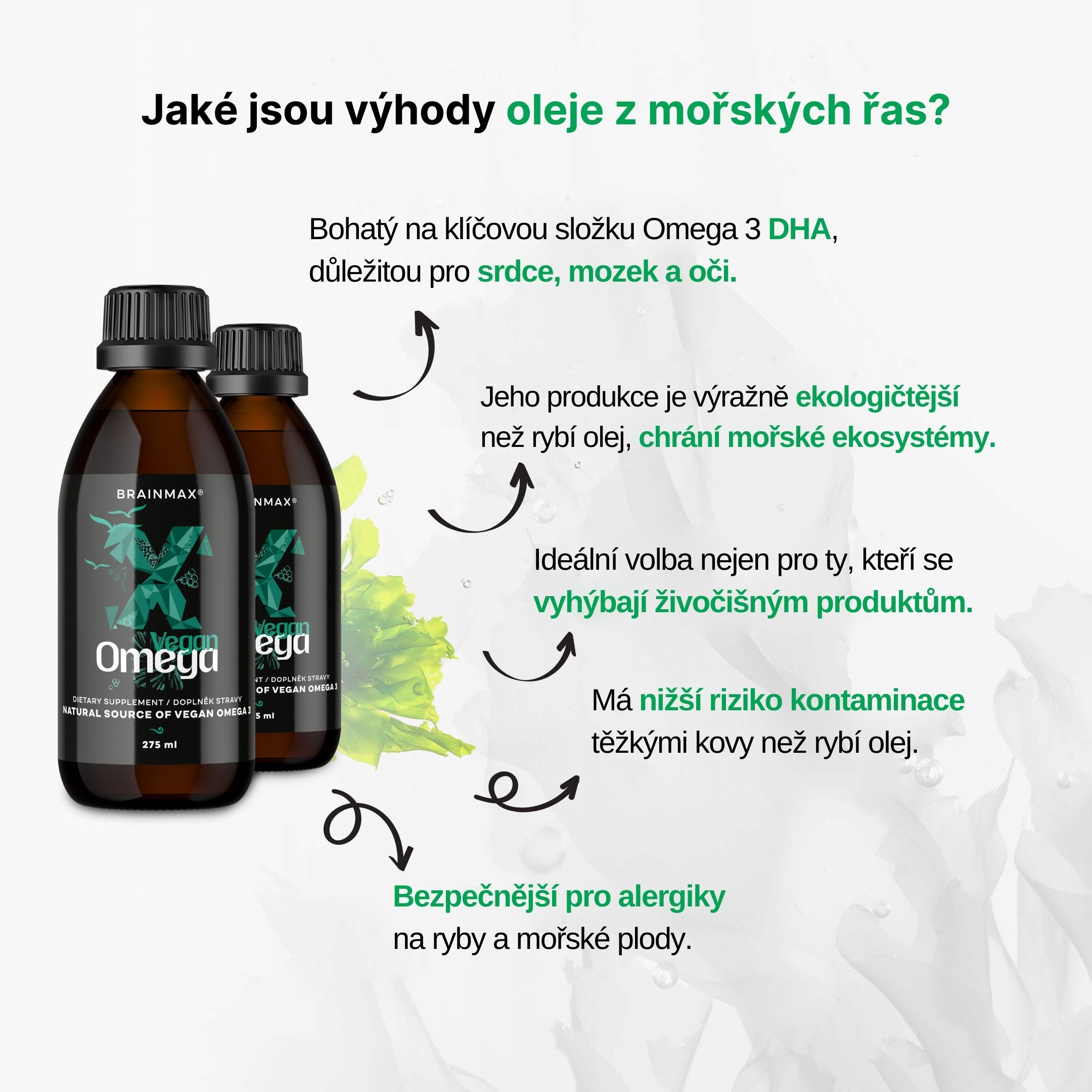 BrainMax Vegan Omega 3, 2850 mg DHA & EPA, 275 ml Obrázek