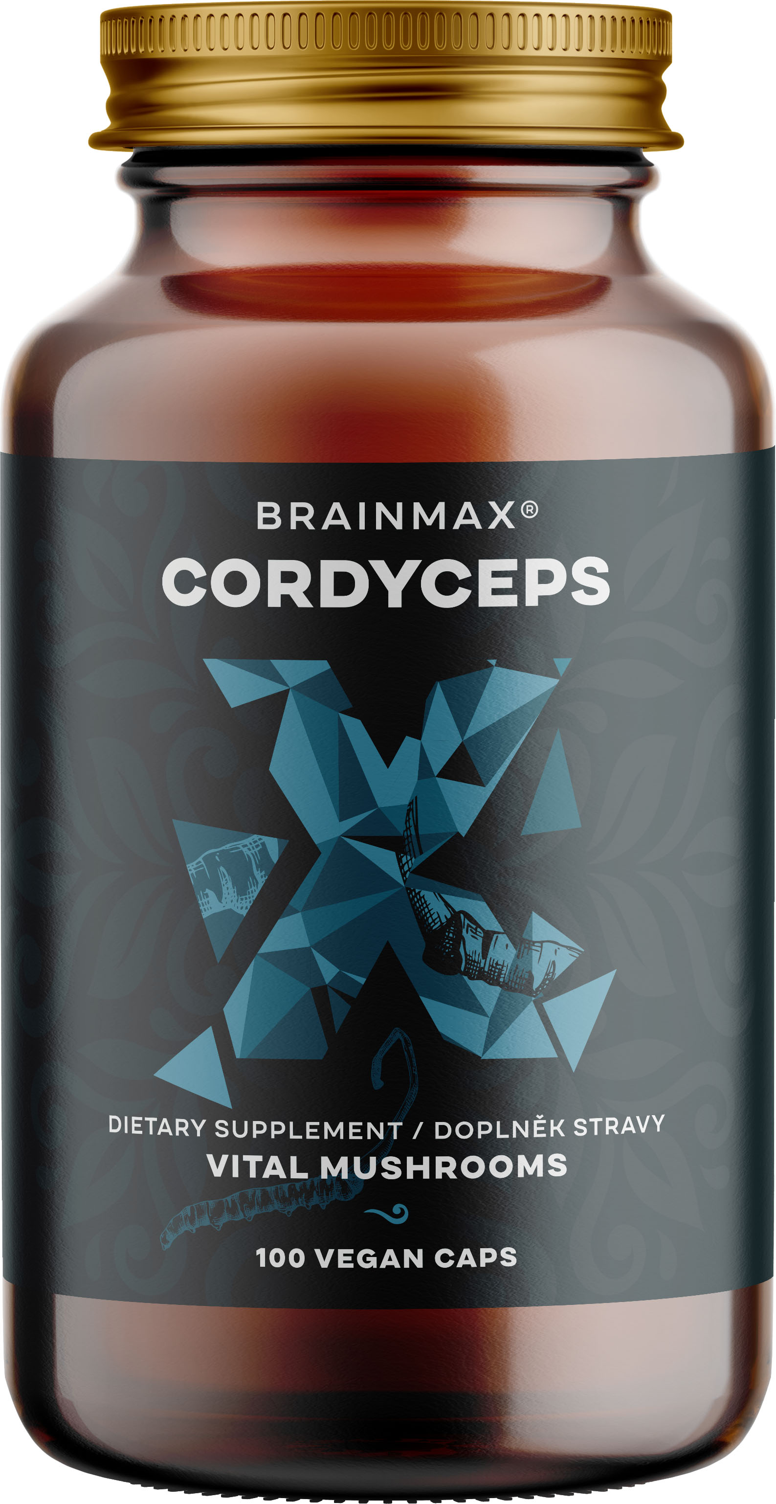 BrainMax Cordyceps extrakt, 50% koncentrace polysacharidů a 20 % β-1,3/1,6 D-glukanů, 500 mg, 100 rostlinných kapslí, 500 mg, 100 rostlinných kapslí Extrakt z Cordycepsu s 50 % polysacharidů a s garantovaným minimálním obsahem 20 % beta-1,3/1,6 D-glukanů,