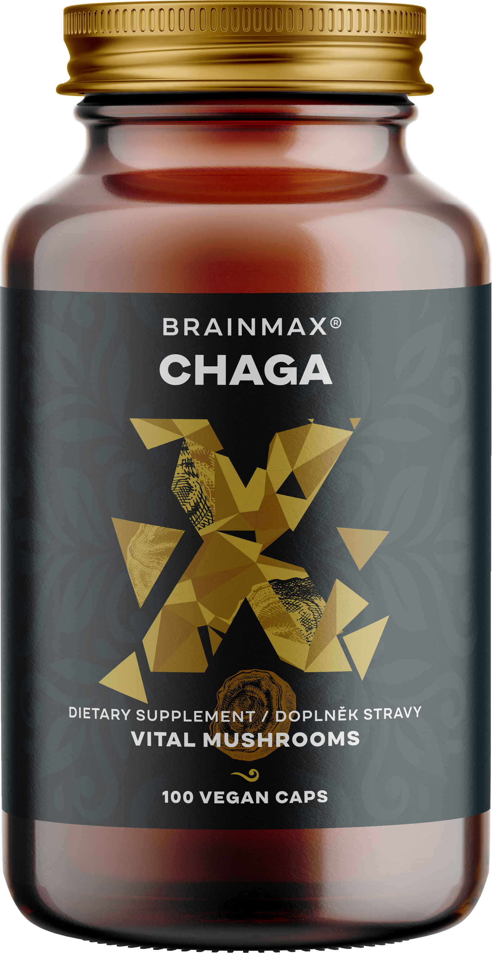 BrainMax Chaga extrakt, 50 % polysacharidů a 20 % beta-1,3/1,6 D-glukanů, 500 mg, 100 rostlinných kapslí Extrakt z plodnice Chagy sibiřské, doplněk stravy