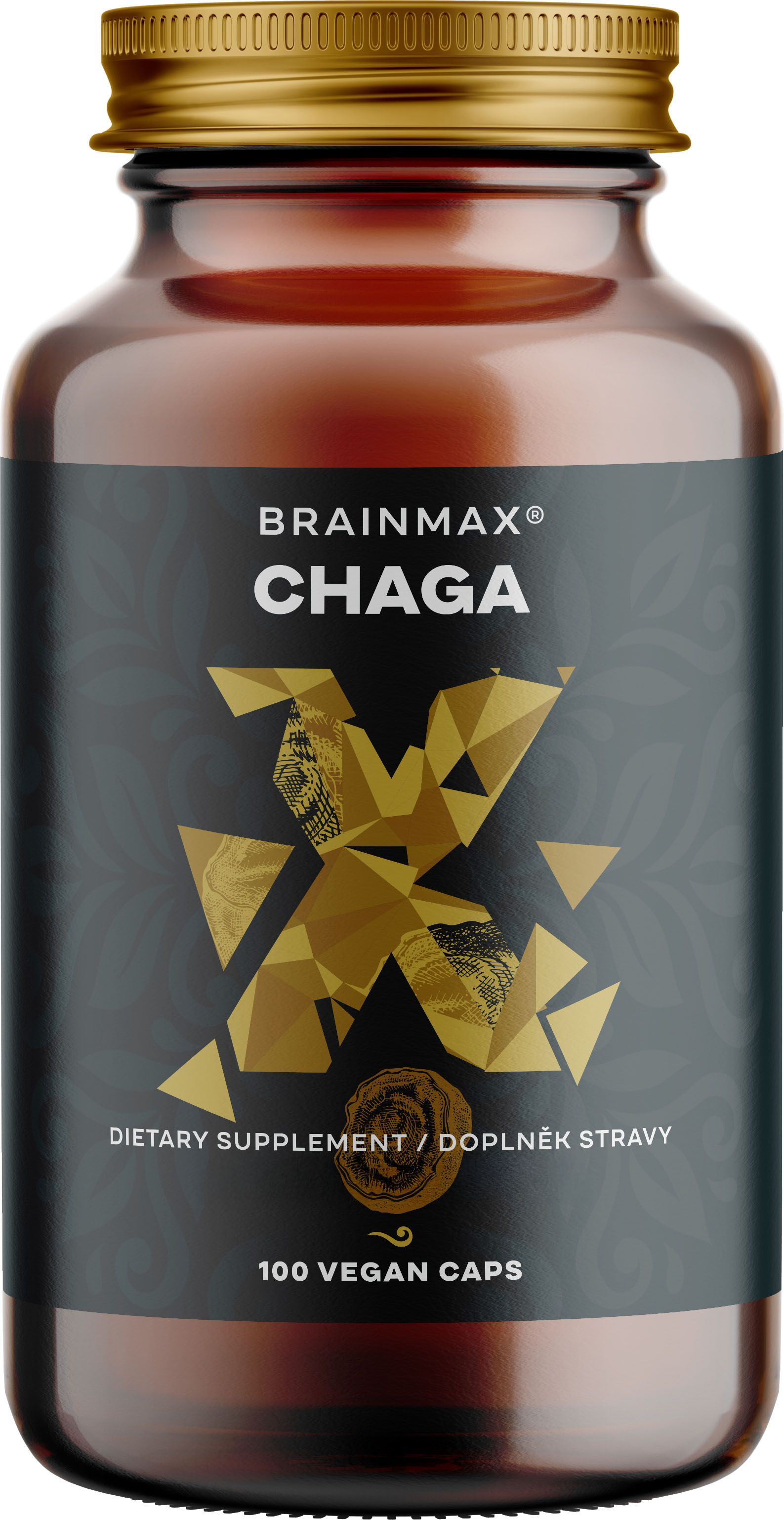 BrainMax Chaga extrakt, 50 % polysacharidů a 20 % beta-1,3/1,6 D-glukanů, 500 mg, 100 rostlinných kapslí