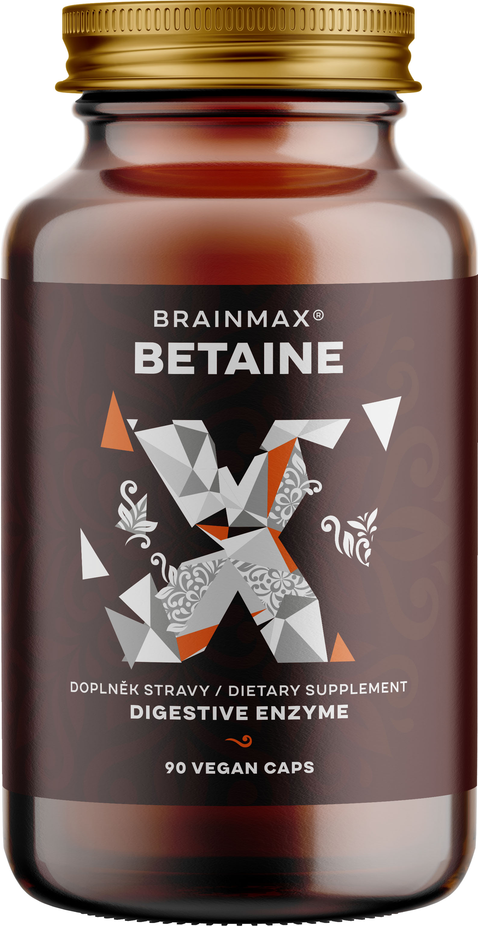 BrainMax Betaine HCl, Betain HCl a hořec žlutý, 700 mg, 90 kapslí Enzym pro podporu trávení a snadnější vstřebávání živin, doplněk stravy