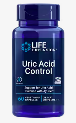 Levně Life Extension Uric Acid Control, doplněk pro snížení kyseliny močové, 60 rostlinných kapslí Extrakt z Vrcholáku myrobalánového pro optimální hladinu kyseliny močové