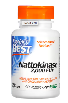 Doctor's Best Nattokinase, natokináza, 2000 FUs, 90 rostlinných kapslí