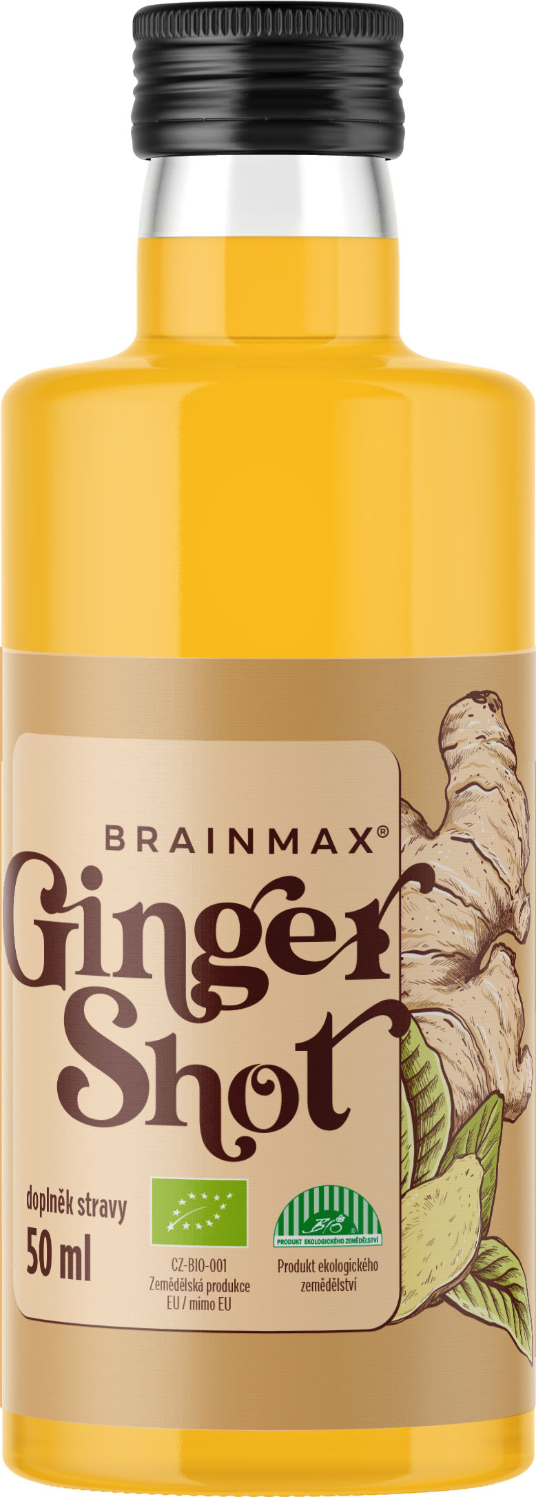 BrainMax Pure Ginger Shot, zázvorová štáva s kurkumou, BIO Objem: 50 ml Šťáva ze zázvoru s kurkumou, medem, kokosovou vodou a kampotským pepřem, *CZ-BIO-001 certifikát